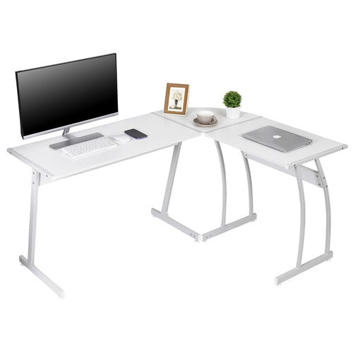 Segawe 58" Computer Gaming Laptop Table L Shaped Desk Workstation Office Desk White