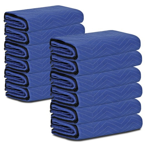 Segawe 12 Pack Moving Blankets 80" x 72" Pro Economy Blue Shipping Furniture Pads