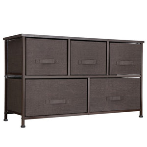 Segawe Chest 5-Fabric Drawer Sturdy Closets Bedroom Storage Cabinet Brown Dressers