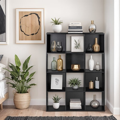 Segawe 12 Cube Storage Organizer Open Shelf Bookcase with Removable Back Panels Black