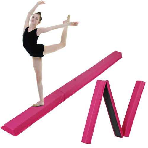 Segawe 9ft Pink Extra Firm Vinyl Balance Beam Folding Gymnastics Beam Tumbling Home