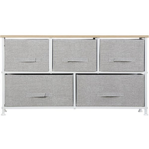 Segawe White 5 Drawer Fabric Dresser Storage Tower Closet Organizer Unit for Bedroom