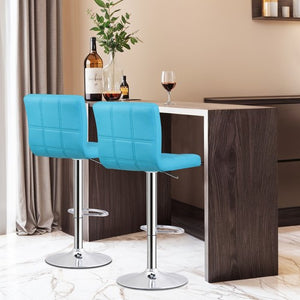 Segawe 2 PCS Bar Stools PU Leather Swivel Chairs with Footrest Adjustable Height Blue