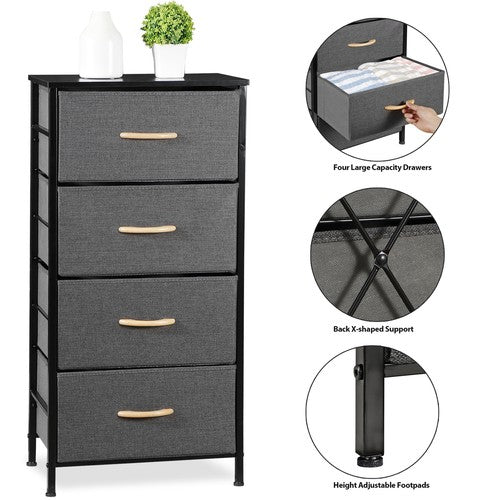Segawe 36" Fabric Dresser Storage w/4 Drawer Tower Organizer Unit for Bedroom Dary Grey