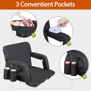 Segawe Stadium Seat for Bleachers w/Back Support 2 Pack Reclining Camping Stadium Chair