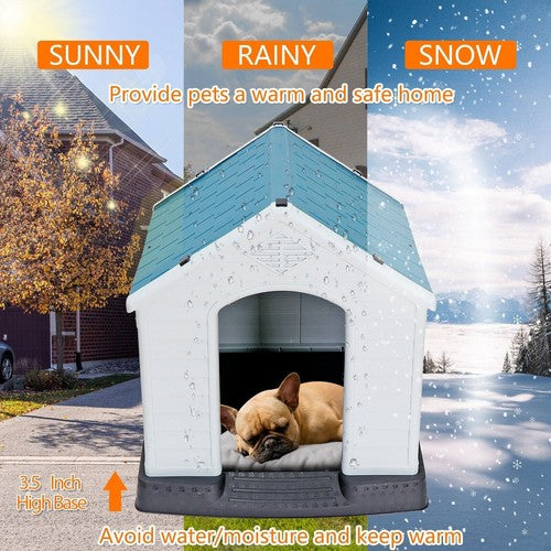 Segawe Large Plastic Dog House Indoor Outdoor Dog Kennel Puppy Shelter w/Air Vents