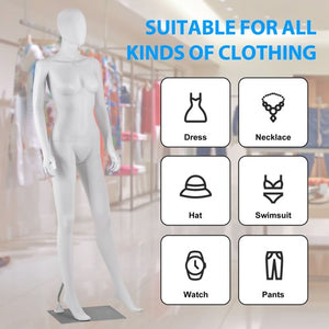 Segawe Female Mannequin Full Body Dress Form Adjustable 70" Realistic Detachable White