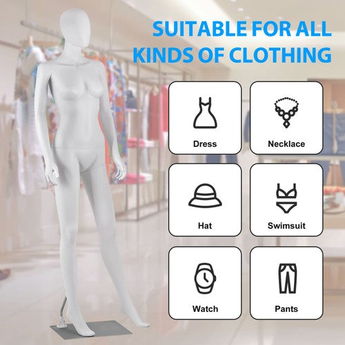 Segawe Female Mannequin Full Body Dress Form Adjustable 70" Realistic Detachable White