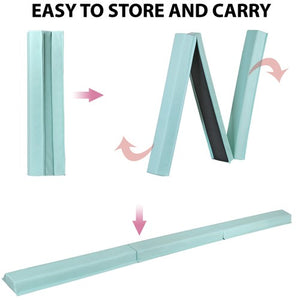 Segawe 9ft Teal Extra Firm Vinyl Balance Beam Folding Gymnastics Beam Tumbling Home