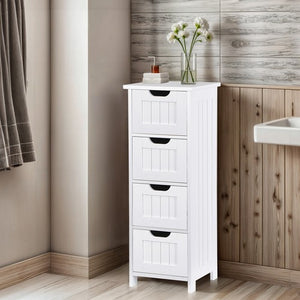 Segawe Bathroom Floor Cabinet with 4 Drawers Sturdy Storage Organizer Cabinet White
