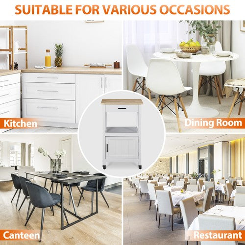 Segawe Rolling Kitchen Island Cart on Swivel Wheels Kitchen Storage Cabinet w/ 3 Hooks