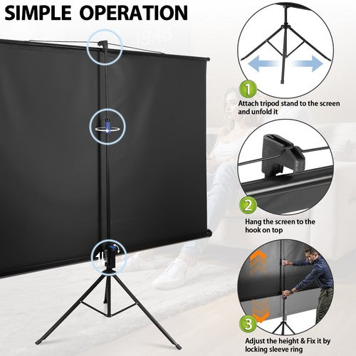 Segawe Projector Screen with Stand 84 inch for Movie or Office Presentation 16:9 HD
