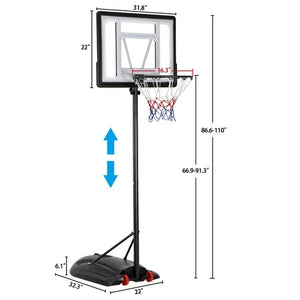 Segawe Portable Basketball Hoop Outdoor Goals System Adjustable w/PVC Backboard Wheels