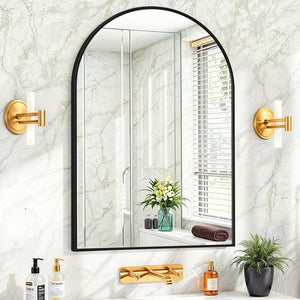 Segawe 24"x36" Arch Bathroom Mirror Wall Mounted Vanity Metal Frame Mirror for Bedroom