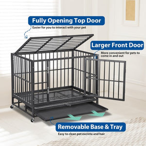 Segawe Indestructible Escape Proof Dog Cage Kennel High Anxiety Double Door Dog Crate
