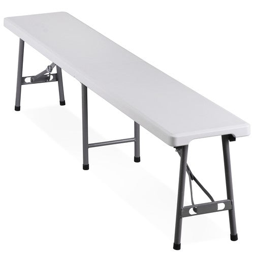 Segawe 6FT Plastic Folding Bench Portable Bench Indoor Outdoor for Picnic Camping White