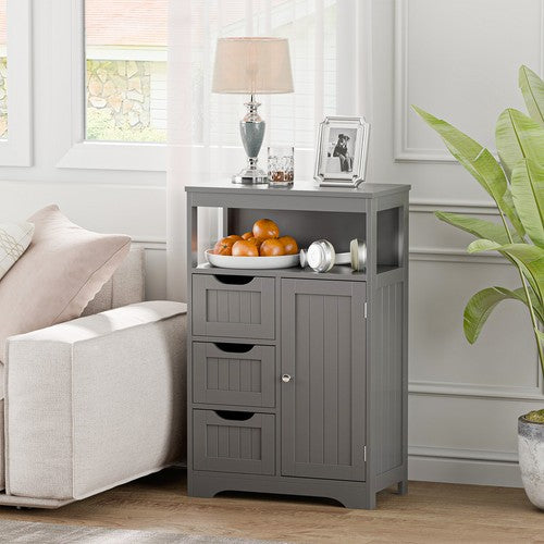 Segawe Bathroom Floor Cabinet Storage Organizer Cabinet with Drawers and Door Gray