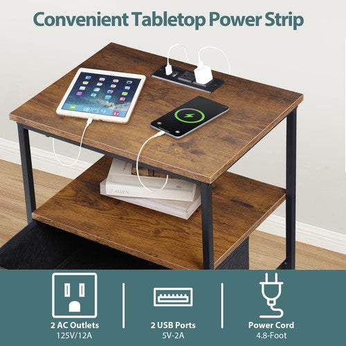 Segawe Set of 2 Nightstand Bedside Table 2 Drawers with Charging Station and USB Ports