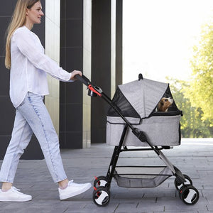 Segawe Pet Stroller 3-in-1 Foldable Cat Dog Strollers with Detachable Carrier Car Seat