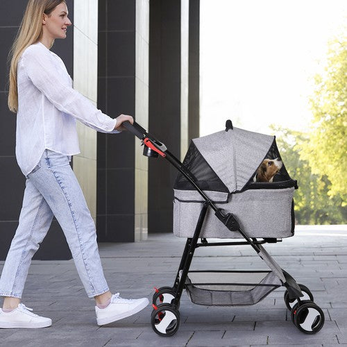 Segawe Pet Stroller 3-in-1 Foldable Cat Dog Strollers with Detachable Carrier Car Seat