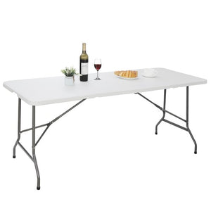 Segawe 6Ft Plastic Folding Table Portable Fold-in-Half Picnic Utility Table with Handle