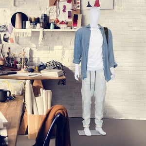 Segawe Male Mannequin Dress Form 73" Adjustable Stand w/Base White Mannequin Full Body