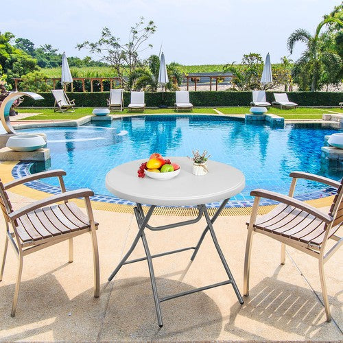Segawe 32" Round High Top Folding Camping Table Portable Outdoor Party Patio Cocktail