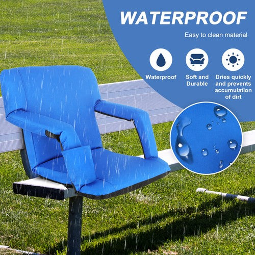 Segawe Wide Stadium Seat for Bleachers Reclining Stadium Chair Seat w/Back Cushion Blue