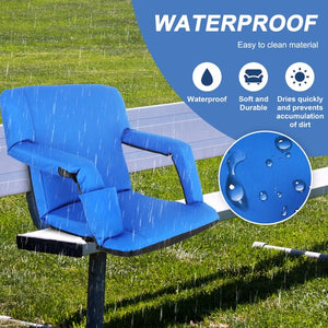 Segawe Wide Stadium Seat for Bleachers Reclining Stadium Chair Seat w/Back Cushion Blue