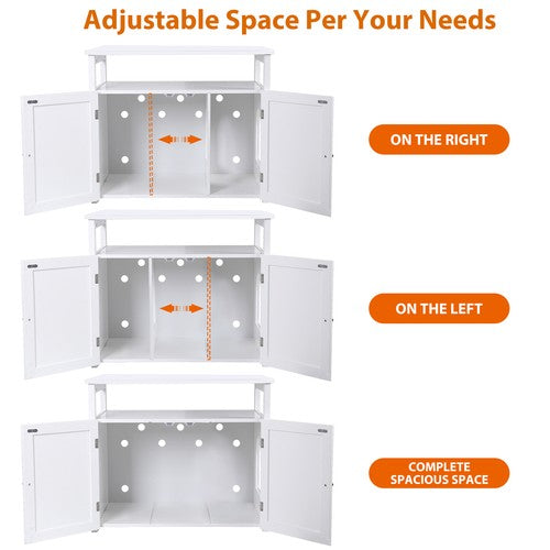 Segawe Cat Litter Box Enclosure Large Hidden Litter Box Side Table w/ Storage Shelf
