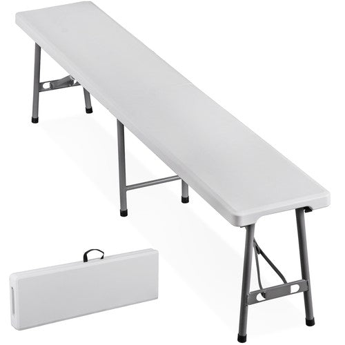 Segawe 6FT Plastic Folding Bench Portable Bench Indoor Outdoor for Picnic Camping White