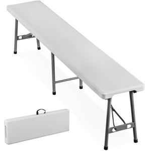 Segawe 6FT Plastic Folding Bench Portable Bench Indoor Outdoor for Picnic Camping White