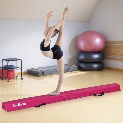 Segawe 6' Pink Balance Beam Extra Firm Vinyl Folding Gymnastics Beam W/ Handle For Home