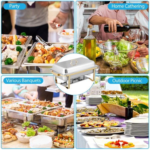 Segawe 4 Pack 8 Qt Chafing Dishes Gold&Silver Color Buffet Warmer for Restaurant Party