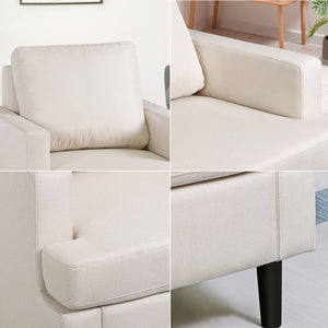 Segawe Accent Chair Mid-Century Comfy Upholstered Lounge Arm Chair with Pillow Beige