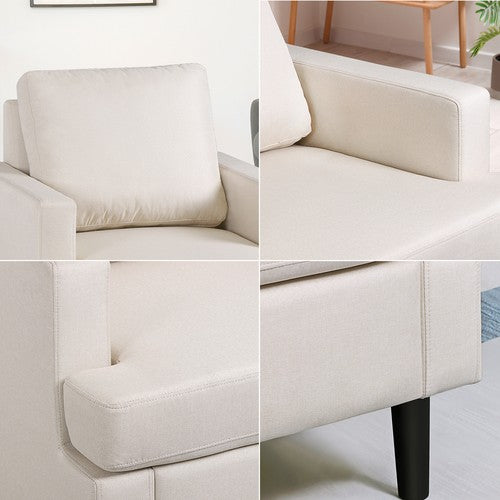 Segawe Accent Chair Mid-Century Comfy Upholstered Lounge Arm Chair with Pillow Beige