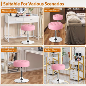Segawe Round Vanity stool for Makeup Room PU Leather 360¡ã Swivel Bar Stool Chair Pink