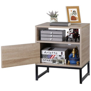 Segawe Rattan Nightstand Set of 2 End Table with Storage for Bedroom or Living Room Oak