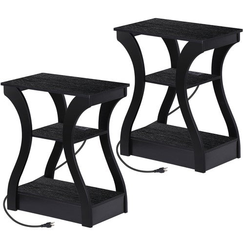 Segawe 2X Console Table Black Narrow Entryway Sofa Table for Living Room Office 3 Tier