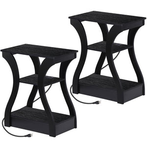 Segawe 2X Console Table Black Narrow Entryway Sofa Table for Living Room Office 3 Tier