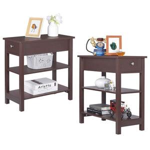 Segawe 24'' Narrow Side Table Slim End Table with Drawer and Shelves for Small Space