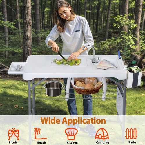 Segawe Fish Cleaning Table with Sink 42.6" Width Portable Folding Camping Table Patio