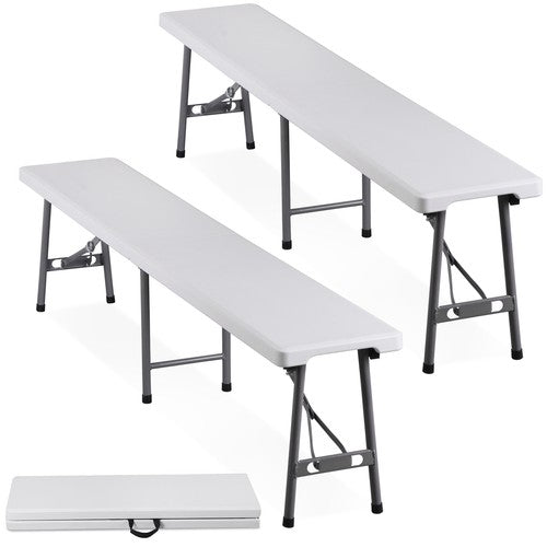 Segawe 2PCS 6FT Plastic Folding Bench Portable Outdoor Bench for Picnic Camping Garden