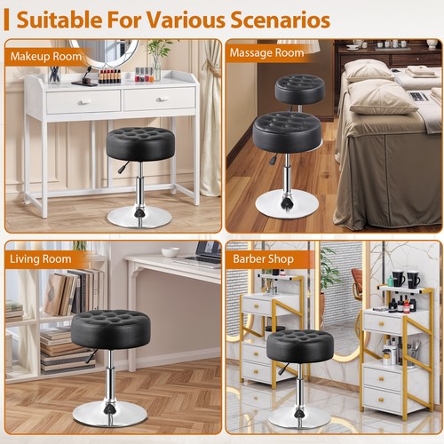 Segawe Adjustable Swivel Makeup Ottoman Stool Round Vanity Stool For Bedroom Black