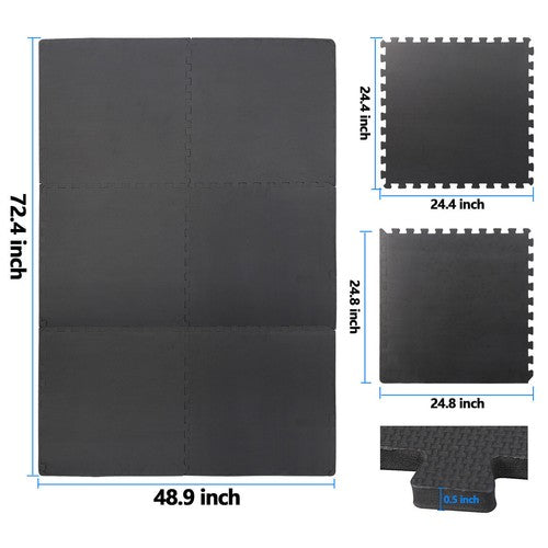 Segawe 6 Pieces Puzzle Exercise Floor Mats 24''¡Á24'' Workout Gym Equipment Mat Black