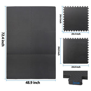 Segawe 6 Pieces Puzzle Exercise Floor Mats 24''¡Á24'' Workout Gym Equipment Mat Black