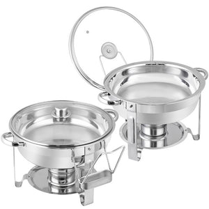 Segawe 2 PCS 5 Qt Stainless Steel Round Chafing Dishes Buffet Warmer Set with Lid