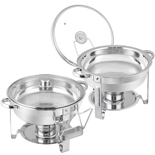 Segawe 2 PCS 5 Qt Stainless Steel Round Chafing Dishes Buffet Warmer Set with Lid