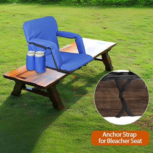 Segawe Extra Wide Stadium Seats for Bleachers with Back Support 600D Waterproof Blue