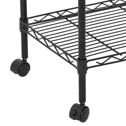 Segawe 3 Tier Unit Shelving Metal Wire Rack Organizer Adjustable Shelve with 4 Wheels